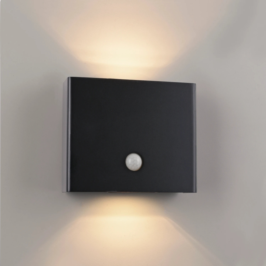 JUST LIGHT. 19471-18 - LED Venkovní nástěnné svítidlo se senzorem AMIN 2xLED/1,25W/3,7V 4400mAh IP44 černá