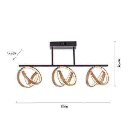 JUST LIGHT. 6245-18 - LED Stmívatelný přisazený lustr LOOP 3xLED/11W/230V 2700-5000K + dálkové ovládání