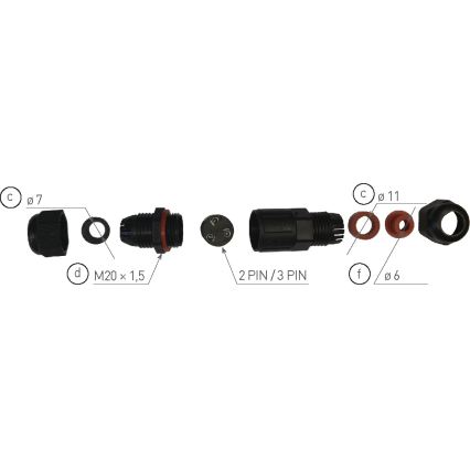 Kabelová spojka CSJ 250V/16A IP68 3x1,5 mm²