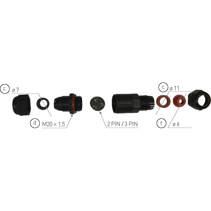 Kabelová spojka CSJ 250V/16A IP68 3x1,5 mm²