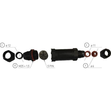 Kabelová spojka CSJ 250V/16A IP68 5x1,5 mm²