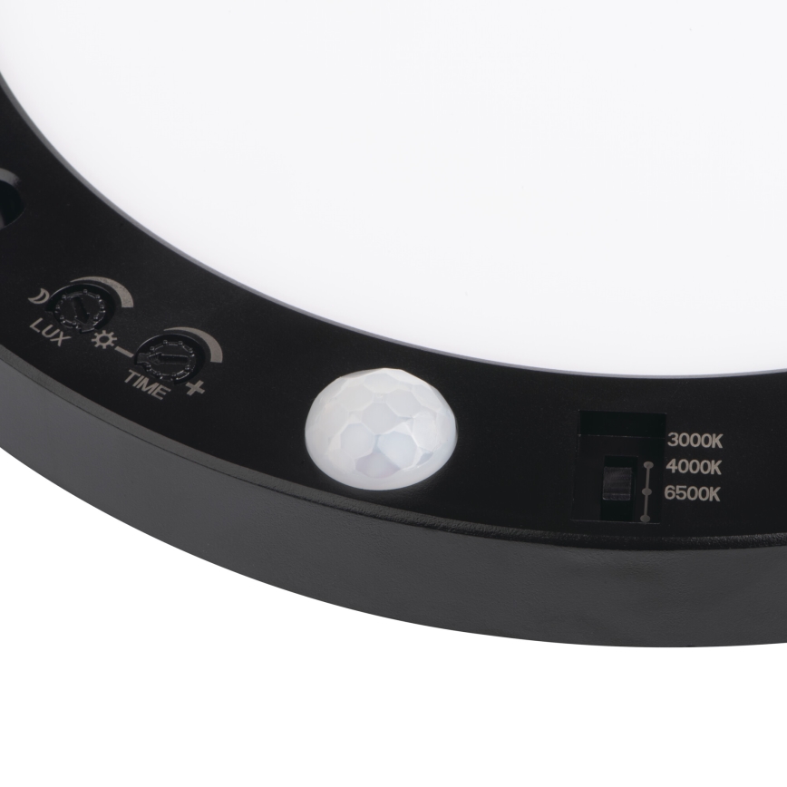 LED Stropní/podhledové svítidlo se senzorem pohybu 2v1 ERGA LED/17W/230V 3000/4000/6500K černá