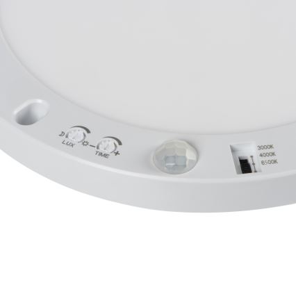LED Stropní/podhledové svítidlo se senzorem pohybu 2v1 ERGA LED/17W/230V 3000/4000/6500K bílá