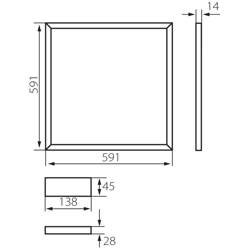 LED Podhledový rám AVAR LED/40W/230V 4000K 59x59 cm