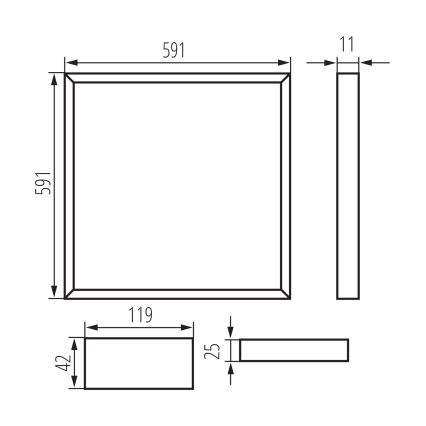 LED Podhledový rám AVAR LED/32W/230V 6000K 59x59 cm
