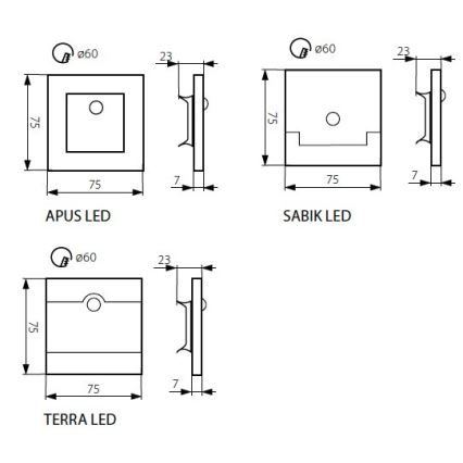 LED Schodišťové svítidlo APUS se senzorem LED/0,8W/12V 3000K