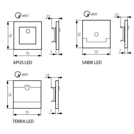 LED Schodišťové svítidlo se senzorem LED/0,8W/12V 3000K