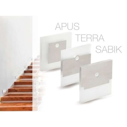 LED Schodišťové svítidlo TERRA se senzorem LED/0,8W/12V 6500K