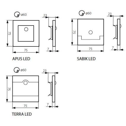 LED Schodišťové svítidlo TERRA se senzorem LED/0,8W/12V 6500K