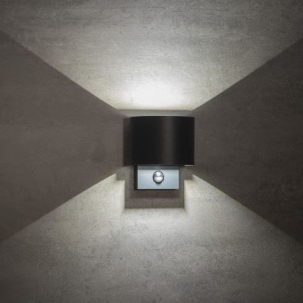 LED Venkovní nástěnné svítidlo se senzorem REKA LED/7W/230V IP54 antracit kulatý