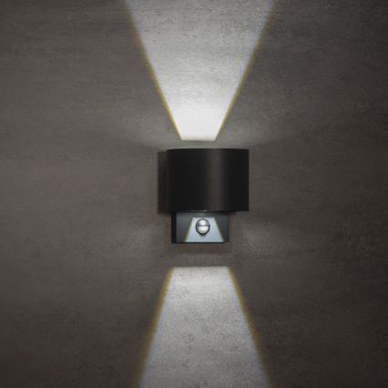 LED Venkovní nástěnné svítidlo se senzorem REKA LED/7W/230V IP54 antracit kulatý