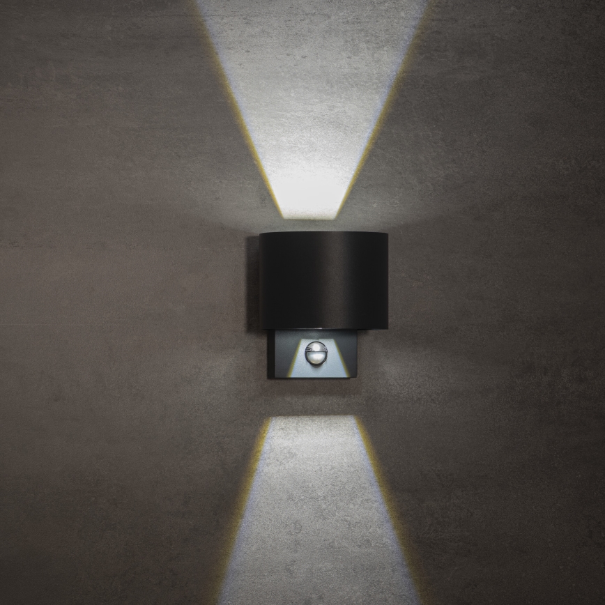 LED Venkovní nástěnné svítidlo se senzorem REKA LED/7W/230V IP54 antracit kulatý