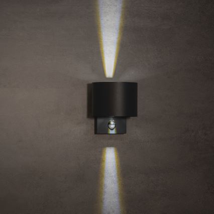 LED Venkovní nástěnné svítidlo se senzorem REKA LED/7W/230V IP54 antracit kulatý