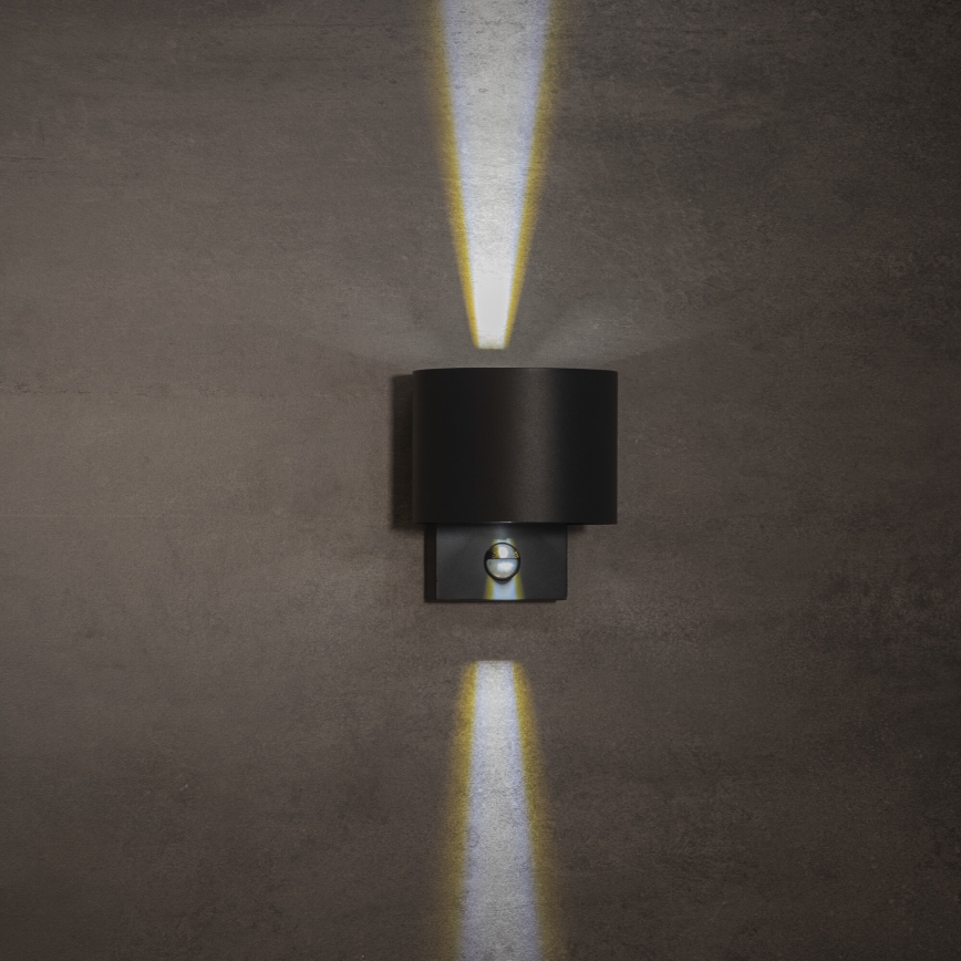 LED Venkovní nástěnné svítidlo se senzorem REKA LED/7W/230V IP54 antracit kulatý