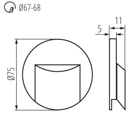 LED Schodišťové svítidlo ERINUS LED/0,8W/12V 4000K černá