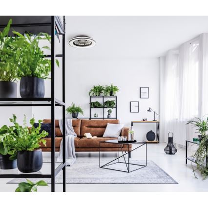 LED Stmívatelné stropní svítidlo s ventilátorem PLAVE LED/48W/230V 3000/4000/6500K + dálkové ovládání