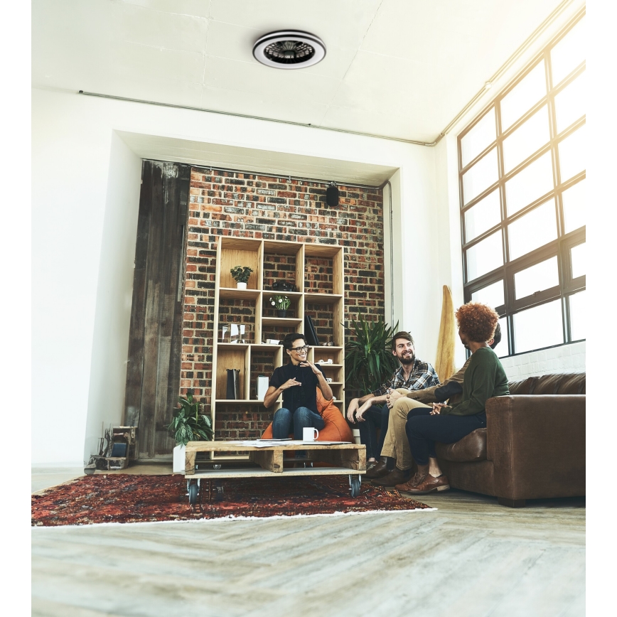 LED Stmívatelné stropní svítidlo s ventilátorem PLAVE LED/48W/230V 3000/4000/6500K + dálkové ovládání