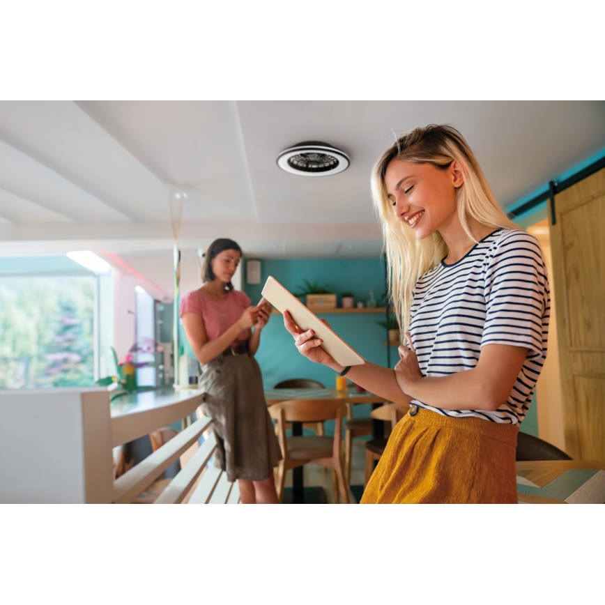 LED Stmívatelné stropní svítidlo s ventilátorem PLAVE LED/48W/230V 3000/4000/6500K + dálkové ovládání