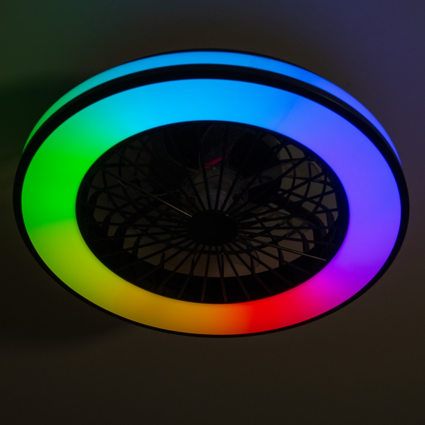 LED RGBW Stmívatelné stropní svítidlo s ventilátorem PLAVE LED/48W/230V 3000/4000/6500K + dálkové ovládání