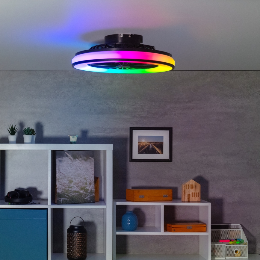 LED RGBW Stmívatelné stropní svítidlo s ventilátorem PLAVE LED/48W/230V 3000/4000/6500K + dálkové ovládání