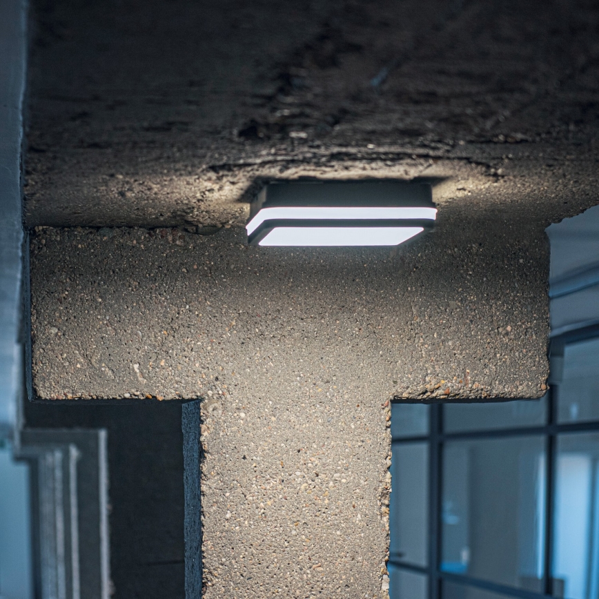 LED Venkovní stropní svítidlo se senzorem pohybu BENO LED/24/30W/230V 3000/3500/4000K IP65 antracit hranatý