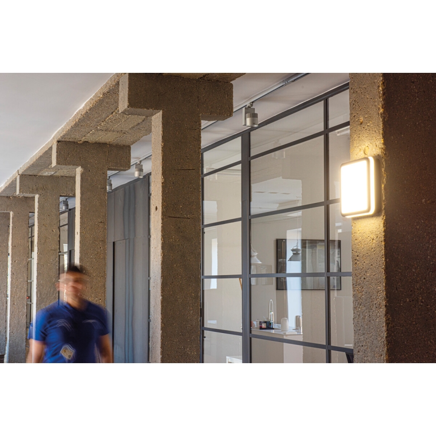 LED Venkovní stropní svítidlo se senzorem pohybu BENO LED/24/30W/230V 3000/3500/4000K IP65 antracit hranatý