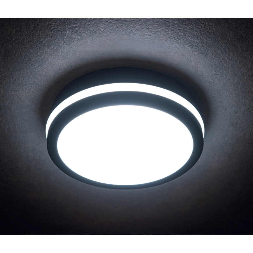 LED Venkovní stropní svítidlo se senzorem pohybu BENO LED/12/18W/230V 3000/3500/4000K IP65 antracit kulatý