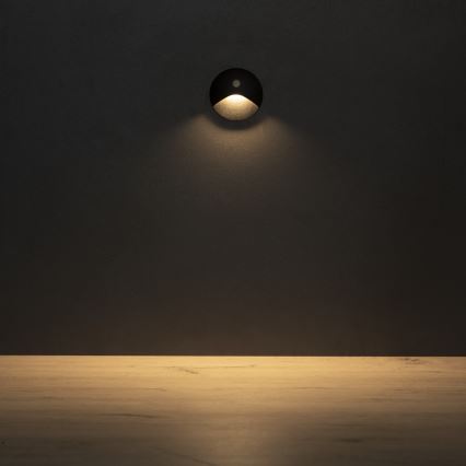 LED Schodišťové svítidlo se senzorem pohybu a soumraku EXIN LED/2,5W/230V 3000K IP65 černá kulatý