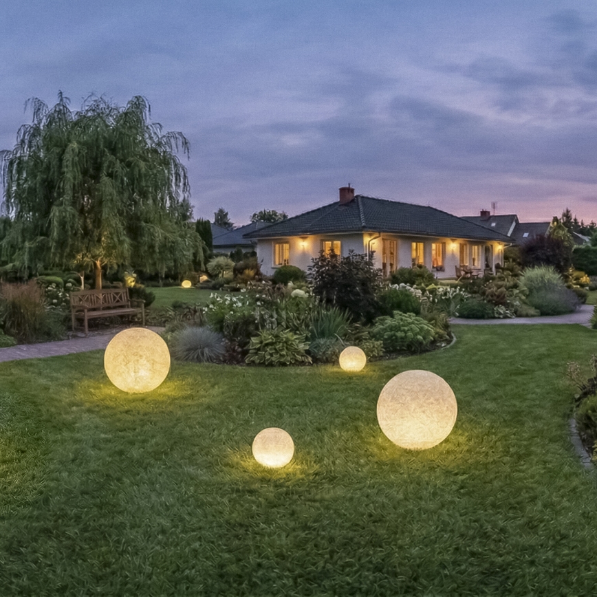 Venkovní lampa STONO 1xE27/15W/230V pr. 20 cm IP65 béžová