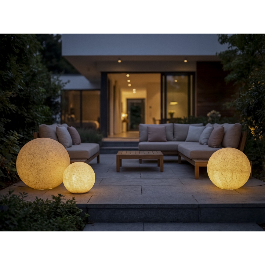 Venkovní lampa STONO 1xE27/20W/230V pr. 30 cm IP65 béžová
