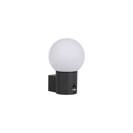 Venkovní nástěnná lampa se senzorem pohybu a soumraku STONO 1xE27/15W/230V IP65 antracit