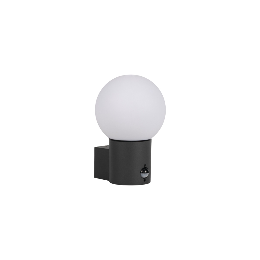 Venkovní nástěnná lampa se senzorem pohybu a soumraku STONO 1xE27/15W/230V IP65 antracit