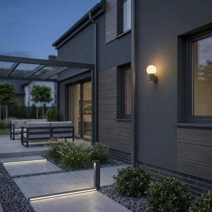 Venkovní nástěnná lampa se senzorem pohybu a soumraku STONO 1xE27/15W/230V IP65 antracit