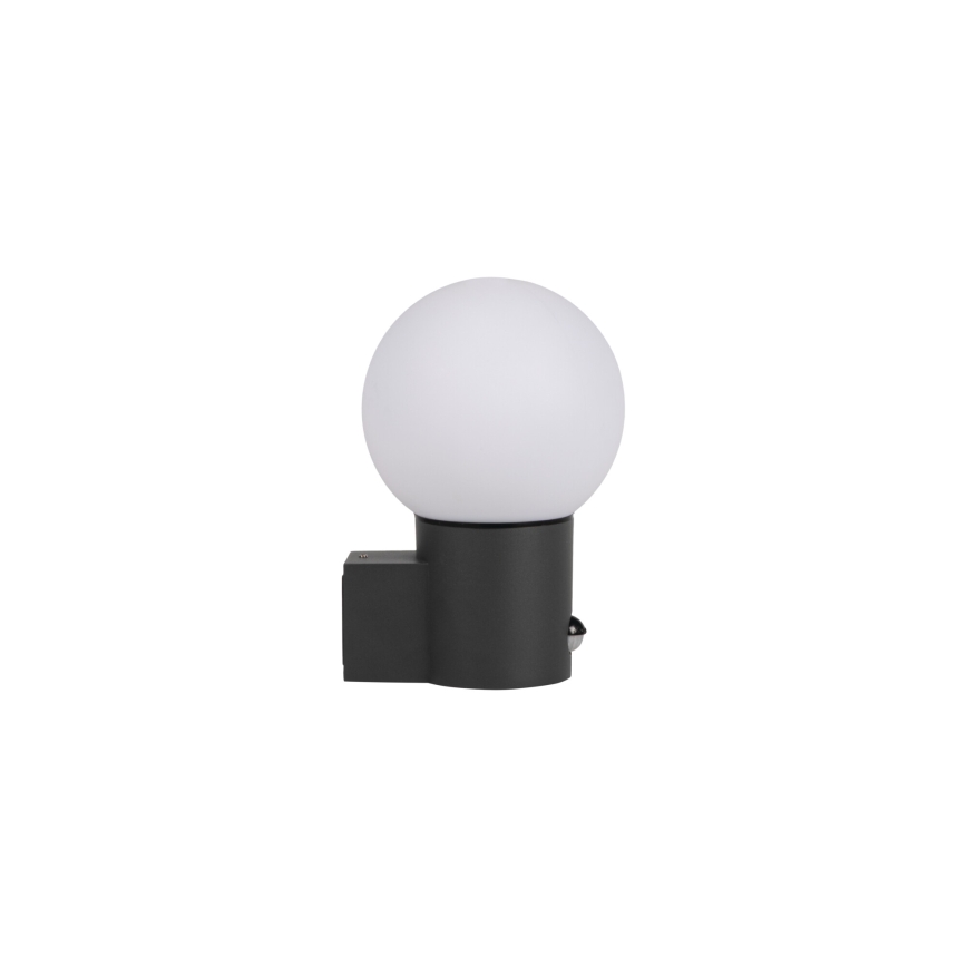 Venkovní nástěnná lampa se senzorem pohybu a soumraku STONO 1xE27/15W/230V IP65 antracit