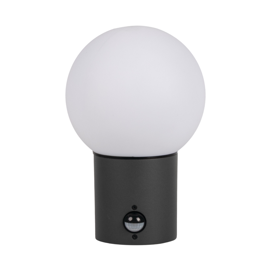 Venkovní nástěnná lampa se senzorem pohybu a soumraku STONO 1xE27/15W/230V IP65 antracit