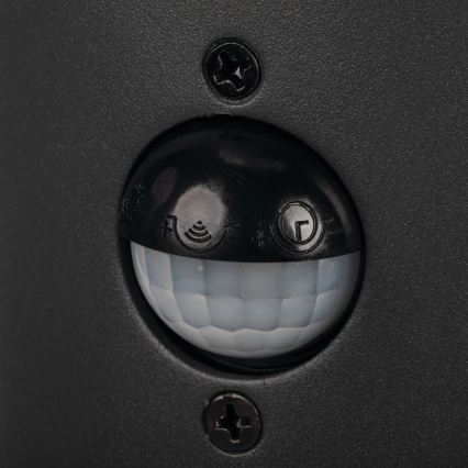 Venkovní nástěnná lampa se senzorem pohybu a soumraku STONO 1xE27/15W/230V IP65 antracit
