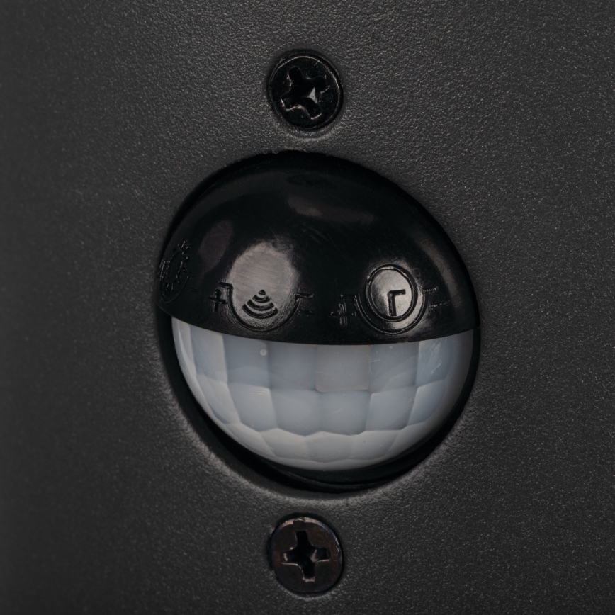 Venkovní nástěnná lampa se senzorem pohybu a soumraku STONO 1xE27/15W/230V IP65 antracit