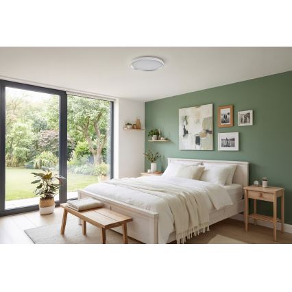 LED Stmívatelné stropní svítidlo LIXAN LED/47W/230V 3000-6500K pr. 38,6 cm bílá/stříbrná + dálkové ovládání