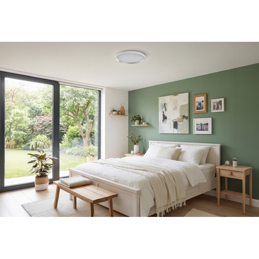 LED Stmívatelné stropní svítidlo LIXAN LED/47W/230V 3000-6500K pr. 38,6 cm bílá/stříbrná + dálkové ovládání