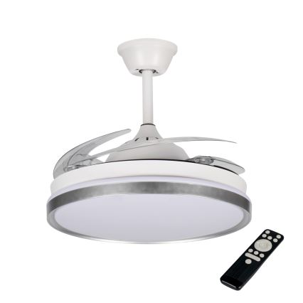 LED Stmívatelné stropní svítidlo s ventilátorem PLAVE LED/36W/230V 3000-6500K stříbrná/bílá + dálkové ovládání