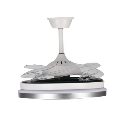 LED Stmívatelné stropní svítidlo s ventilátorem PLAVE LED/36W/230V 3000-6500K stříbrná/bílá + dálkové ovládání