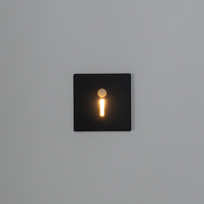 LED Schodišťové svítidlo se senzorem pohybu a soumraku MAGNIK LED/1,7W/230V 2700/3300/3900/4600/5700K černá hranatý