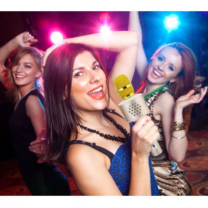 Karaoke mikrofon 6W/5V 1500 mAh Bluetooth zlatá