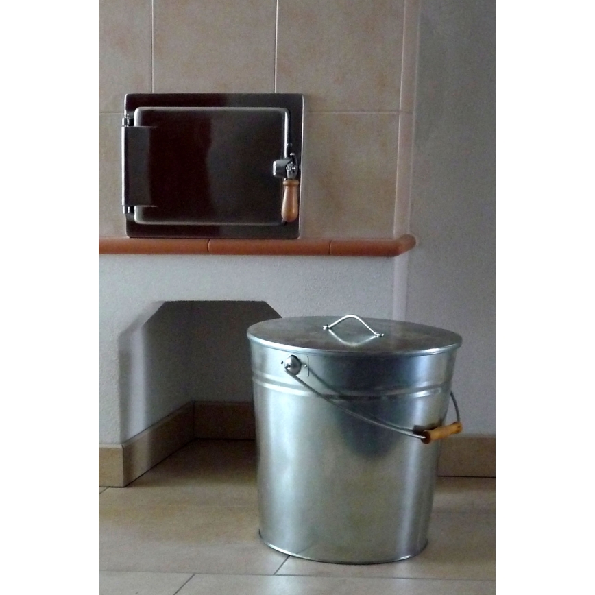 Kbelík na popel s víkem 15 l lesklý chrom