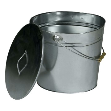 Kbelík na popel s víkem 24 l lesklý chrom