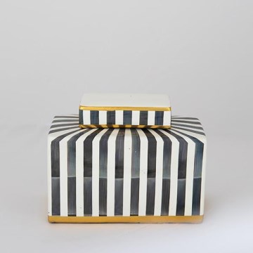 Keramická dóza 20,5x16x9 cm modrá/bílá/černá
