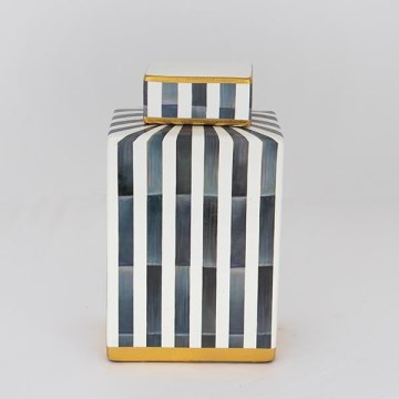 Keramická dóza 22x18x8 cm modrá/bílá