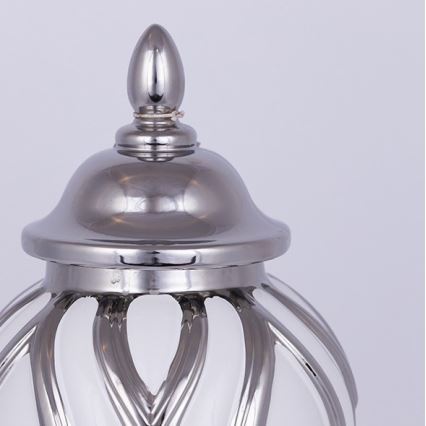 Keramická dóza 35x18,5 cm stříbrná/bílá