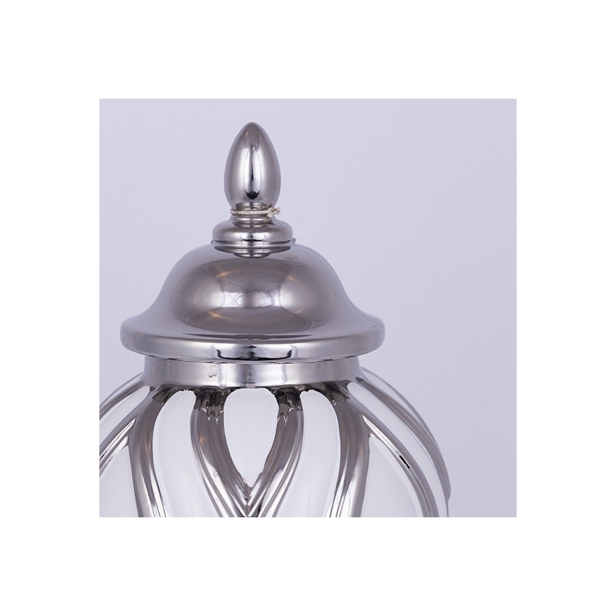 Keramická dóza 35x18,5 cm stříbrná/bílá