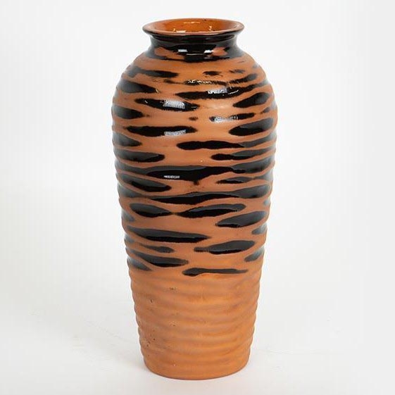 Keramická váza 28,8x13,5 cm cihlová/černá